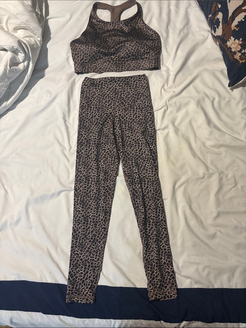 Offline Leopard Print Active Set - Brown & Black Sports Bra + Leggings